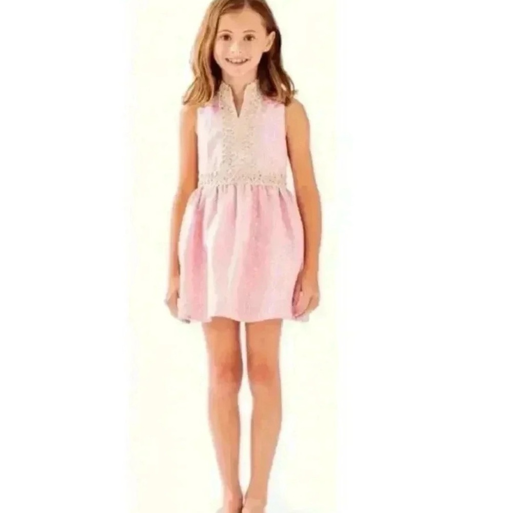NWT Lilly Pulitzer Girls Thalia Dress Pink Prosecco Mandarin Collar Girls Sz 10